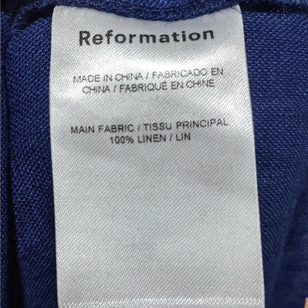 NWT Reformation Weiss Linen Wrap Midi Dress Danube Blue Women's Size XL - Picture 11 of 11